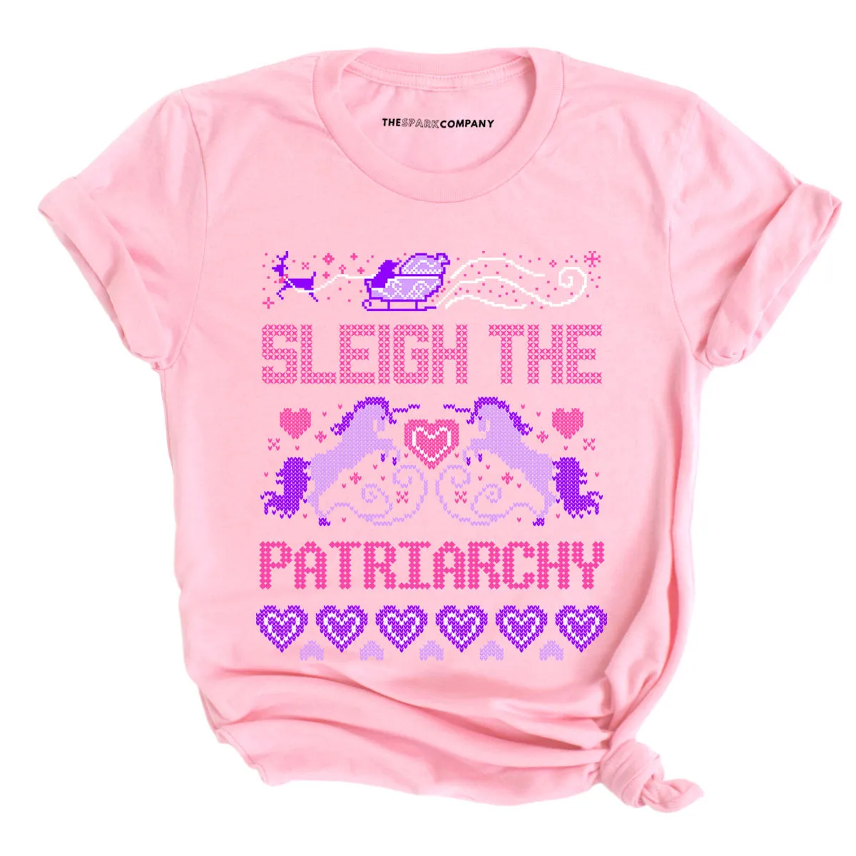 Sleigh The Patriarchy Ugly Christmas T-Shirt sold by The Spark Company product image thumbnail 4