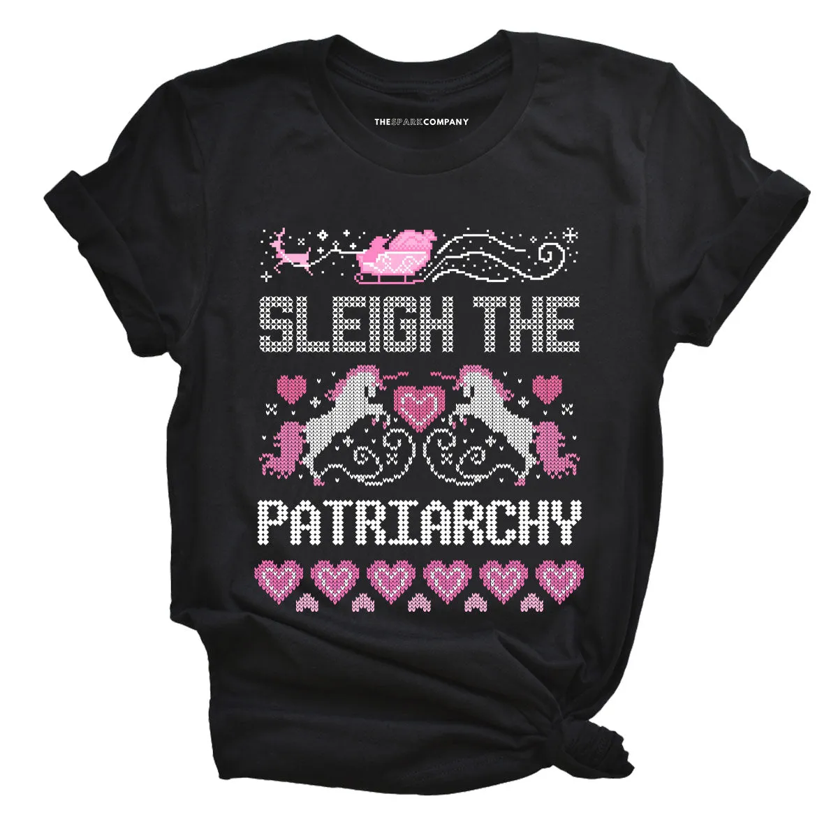 Sleigh The Patriarchy Ugly Christmas T-Shirt sold by The Spark Company product image thumbnail 3