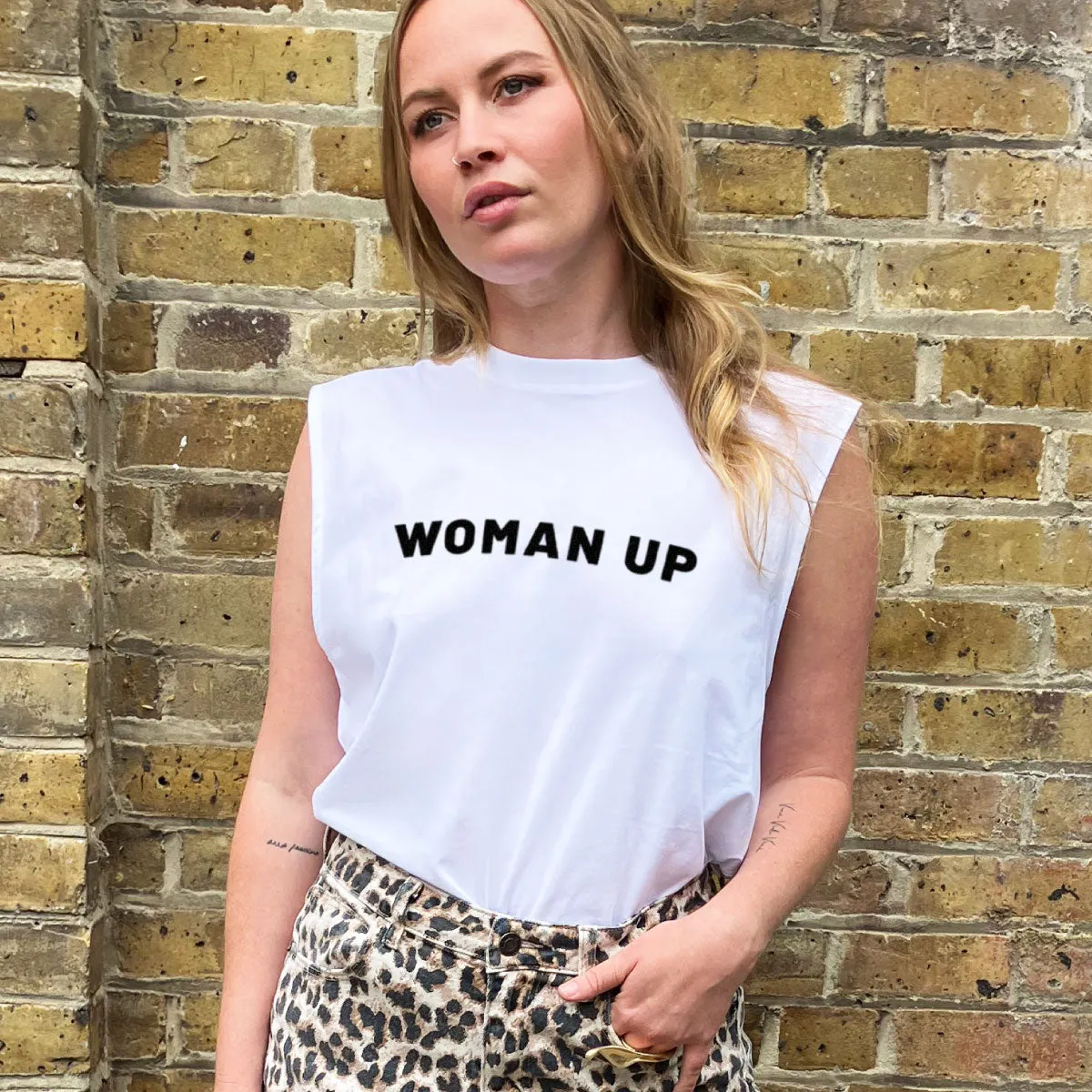 Woman Up Sleeveless T-Shirt sold by The Spark Company product image thumbnail 2