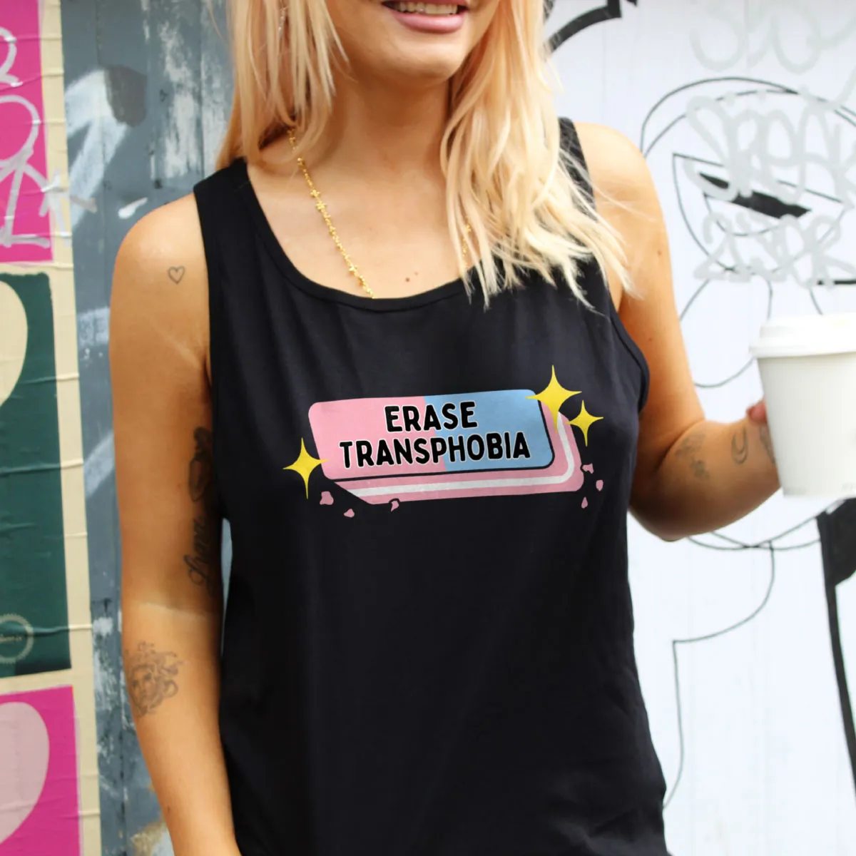 Erase Transphobia Tank Top sold by The Spark Company product image thumbnail 2