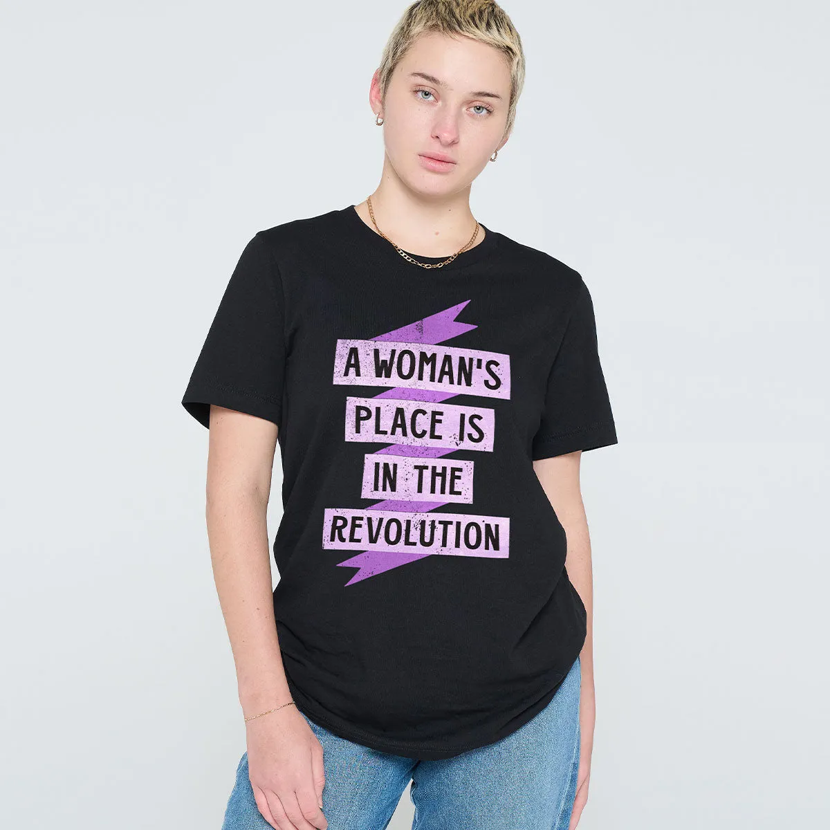 A Woman's Place Is In The Revolution T-Shirt sold by The Spark Company product image thumbnail 2