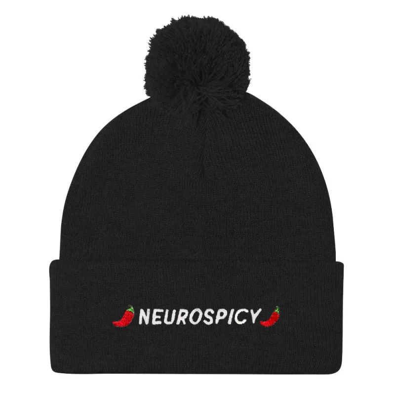Neurospicy Embroidered Pom Pom Beanie Hat sold by The Spark Company