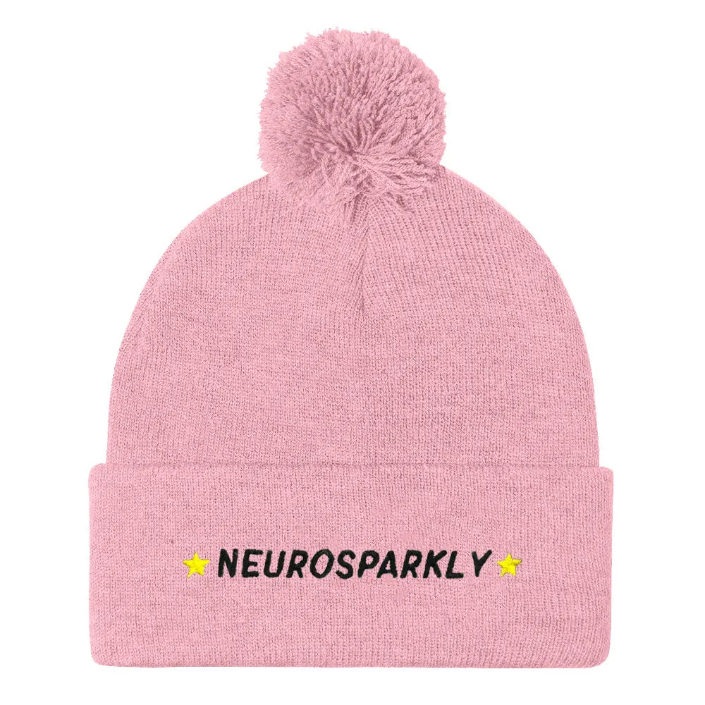 Neurosparkly Embroidered Pom Pom Beanie Hat sold by The Spark Company product image thumbnail 2