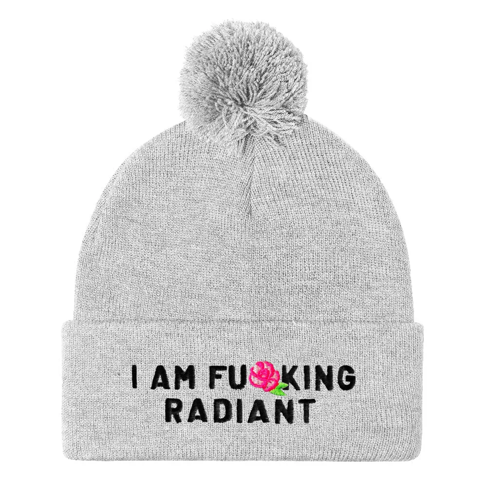 I Am F*cking Radiant Embroidered Pom Pom Beanie Hat sold by The Spark Company product image thumbnail 4