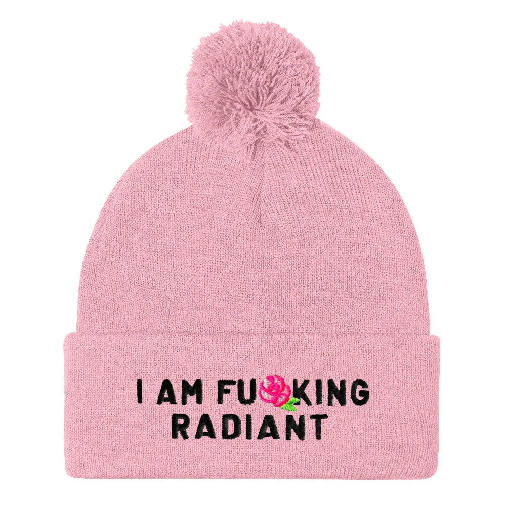 I Am F*cking Radiant Embroidered Pom Pom Beanie Hat sold by The Spark Company product image thumbnail 2