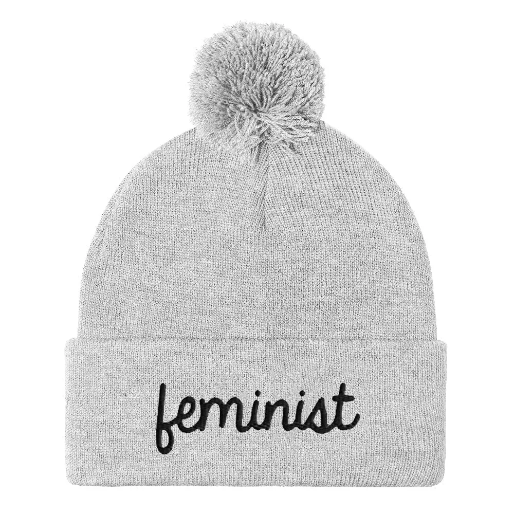 Feminist Embroidered Pom Pom Beanie Hat sold by The Spark Company product image thumbnail 4