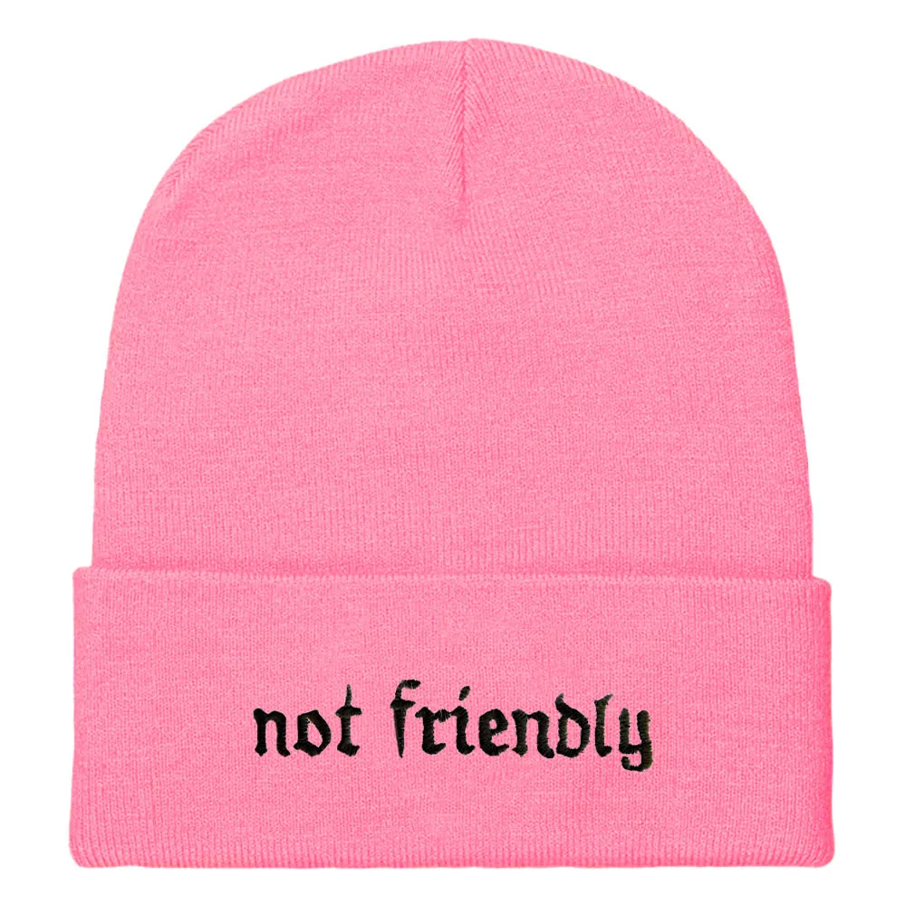 Not Friendly Embroidered Beanie Hat sold by The Spark Company product image thumbnail 3
