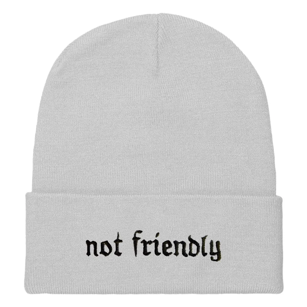 Not Friendly Embroidered Beanie Hat sold by The Spark Company product image thumbnail 5