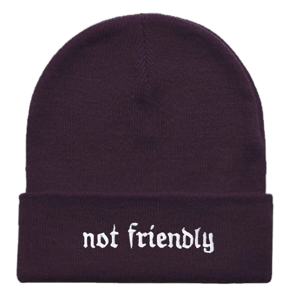 Not Friendly Embroidered Beanie Hat sold by The Spark Company product image thumbnail 4