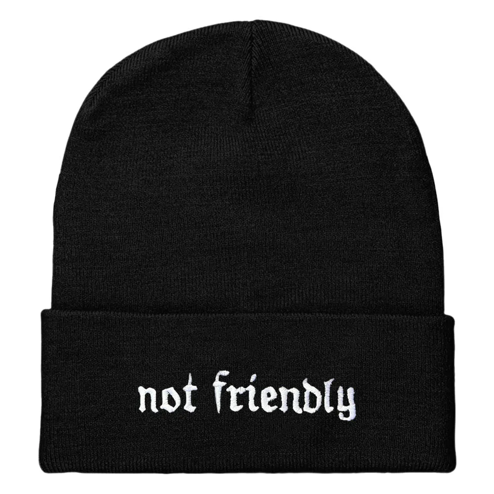 Not Friendly Embroidered Beanie Hat sold by The Spark Company product image thumbnail 2