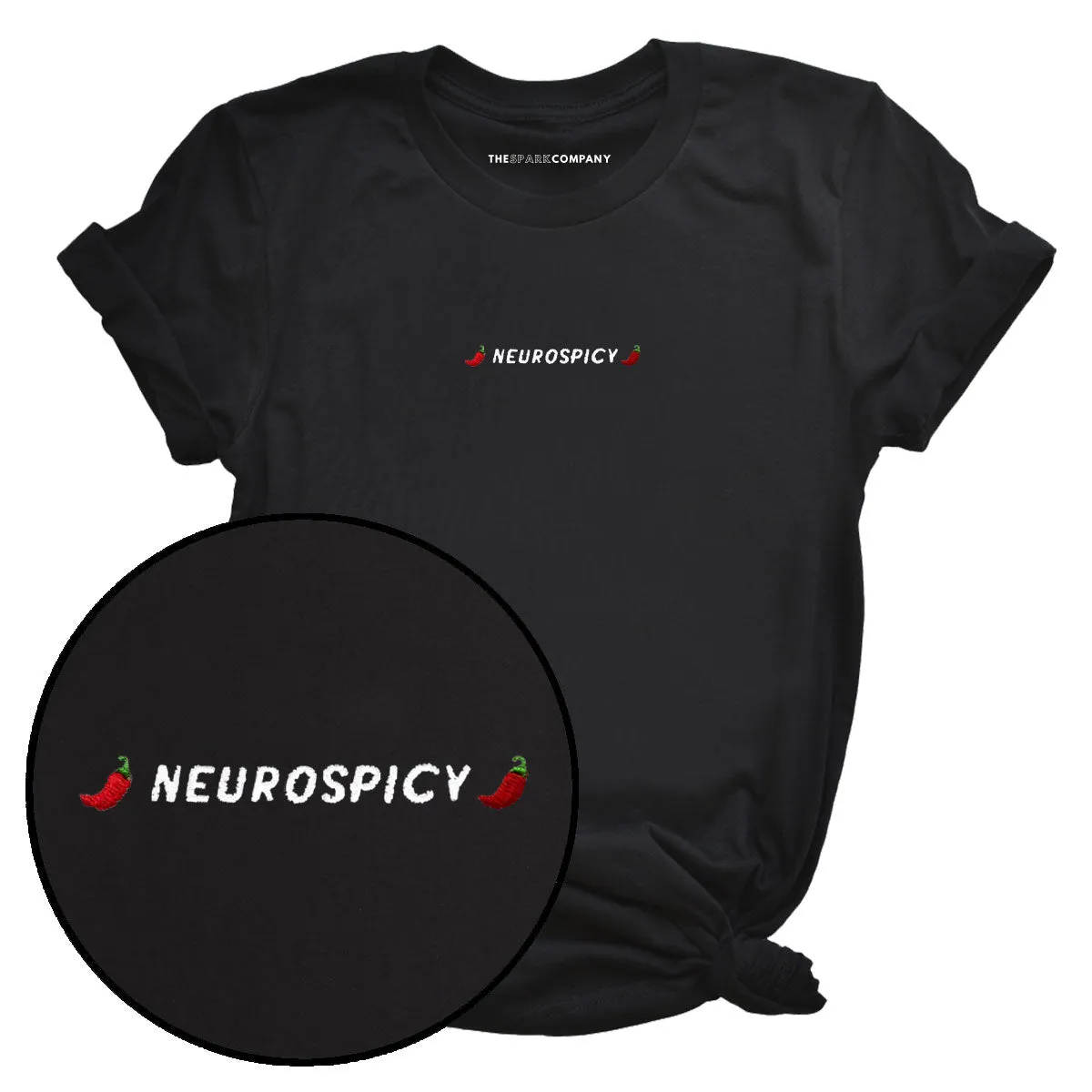 Neurospicy Embroidered T-Shirt sold by The Spark Company