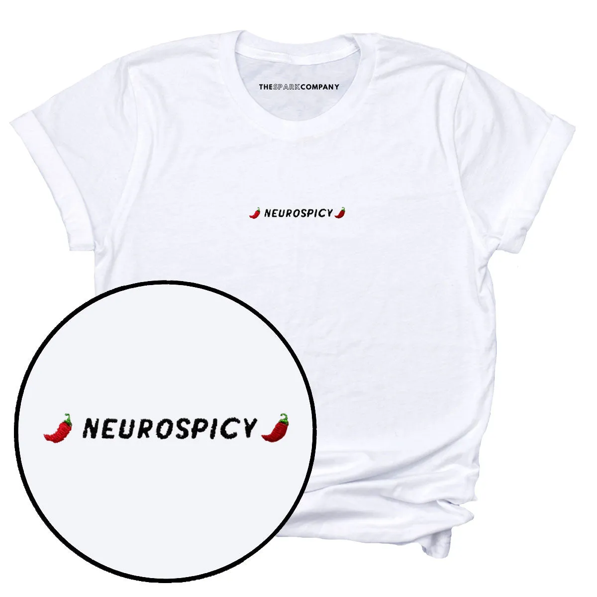 Neurospicy Embroidered T-Shirt sold by The Spark Company product image thumbnail 3