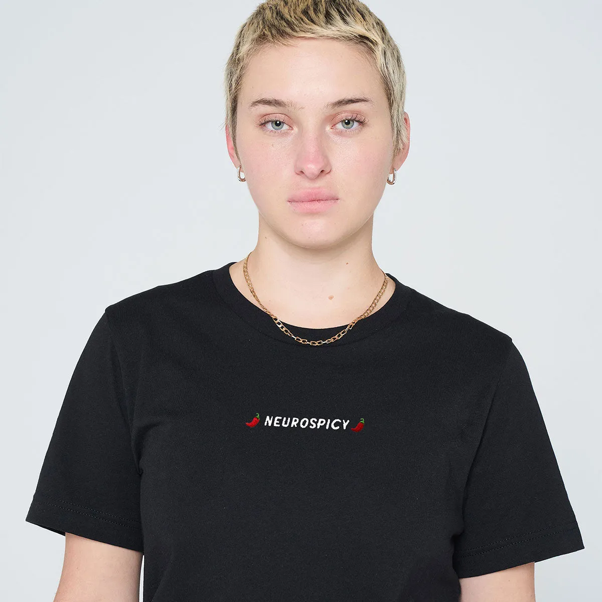 Neurospicy Embroidered T-Shirt sold by The Spark Company product image thumbnail 2