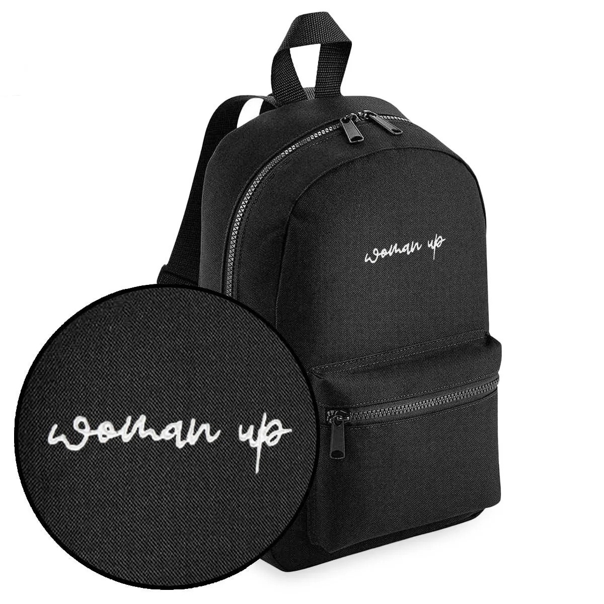 Woman Up Embroidered Mini Backpack sold by The Spark Company