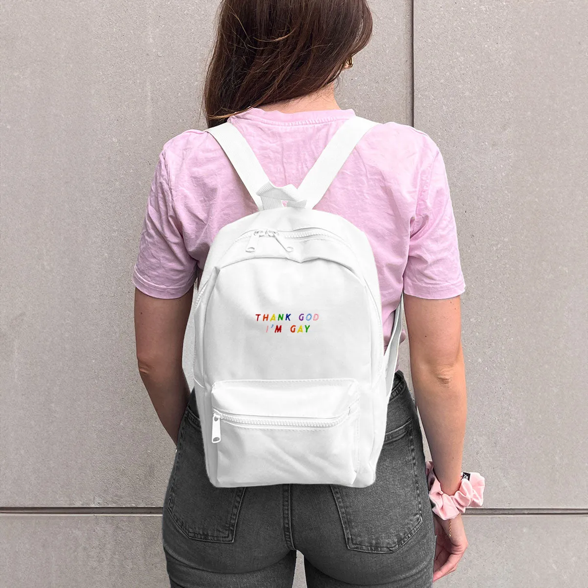 Thank God I'm Gay Embroidered Mini Backpack sold by The Spark Company product image thumbnail 2