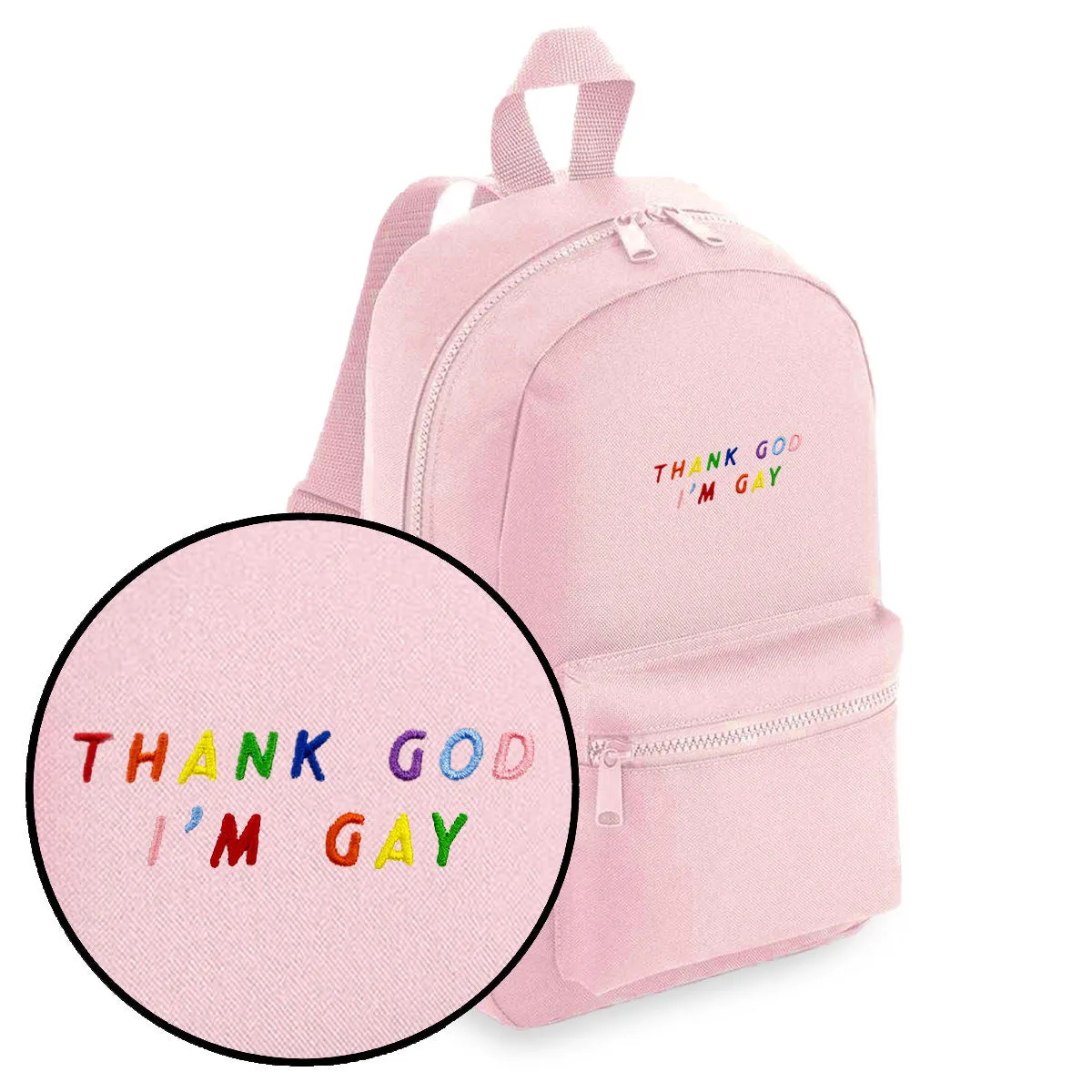 Thank God I'm Gay Embroidered Mini Backpack sold by The Spark Company product image thumbnail 4