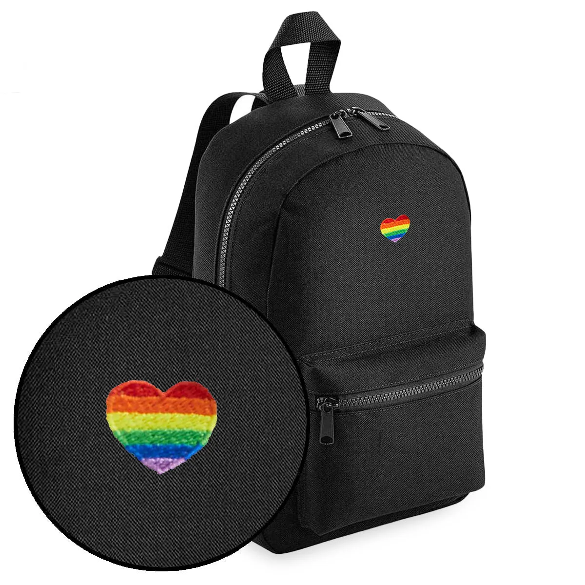 Rainbow Heart Embroidered Mini Backpack sold by The Spark Company