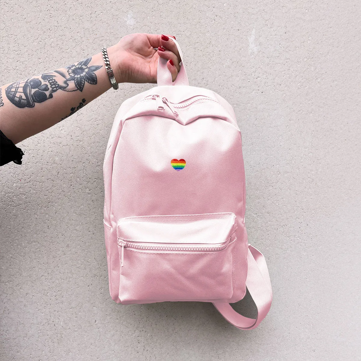 Rainbow Heart Embroidered Mini Backpack sold by The Spark Company product image thumbnail 4