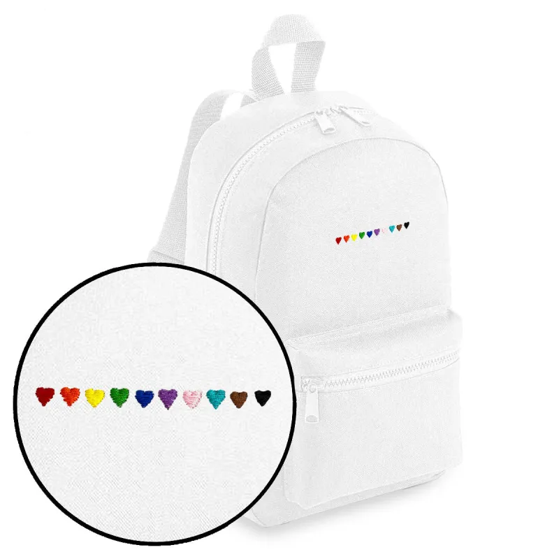 Pride Hearts Embroidered Mini Backpack sold by The Spark Company