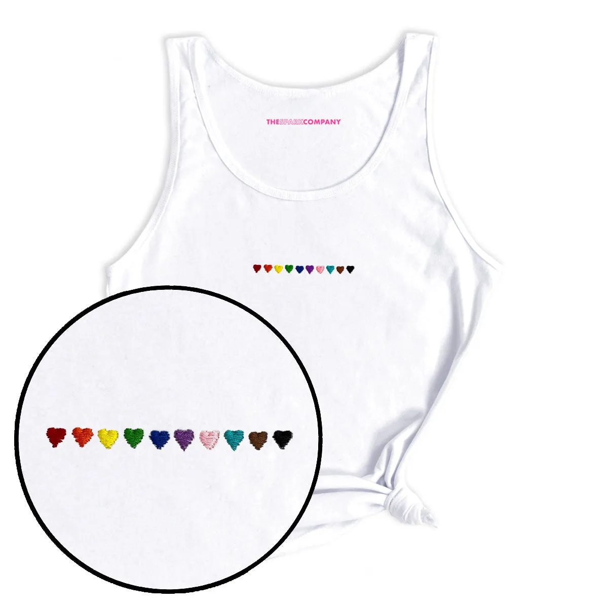 Pride Hearts Embroidered Tank Top sold by The Spark Company