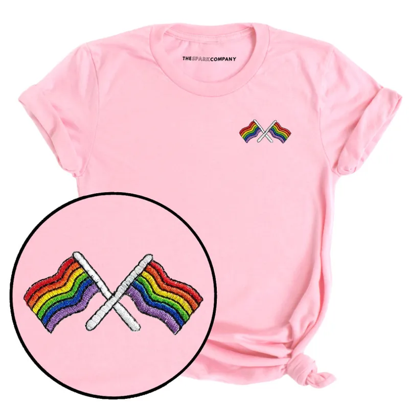 Pride Flags Embroidered T-Shirt sold by The Spark Company