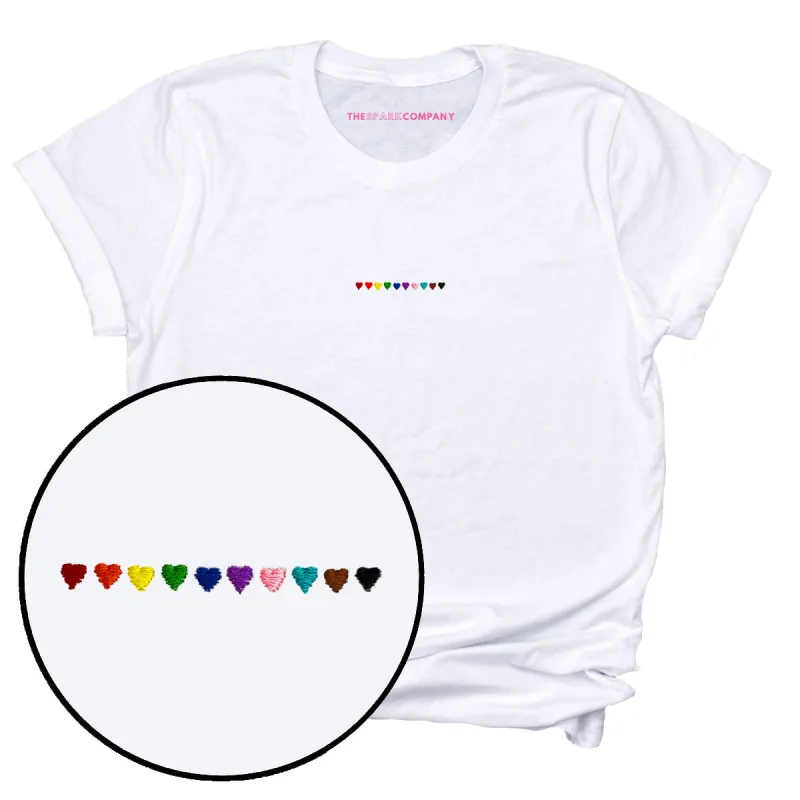 Pride Hearts Embroidered T-Shirt sold by The Spark Company