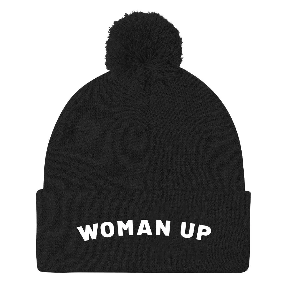 Woman Up Embroidered Pom Pom Beanie Hat sold by The Spark Company product image thumbnail 2