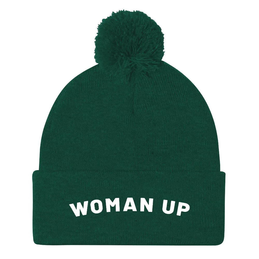 Woman Up Embroidered Pom Pom Beanie Hat sold by The Spark Company product image thumbnail 4