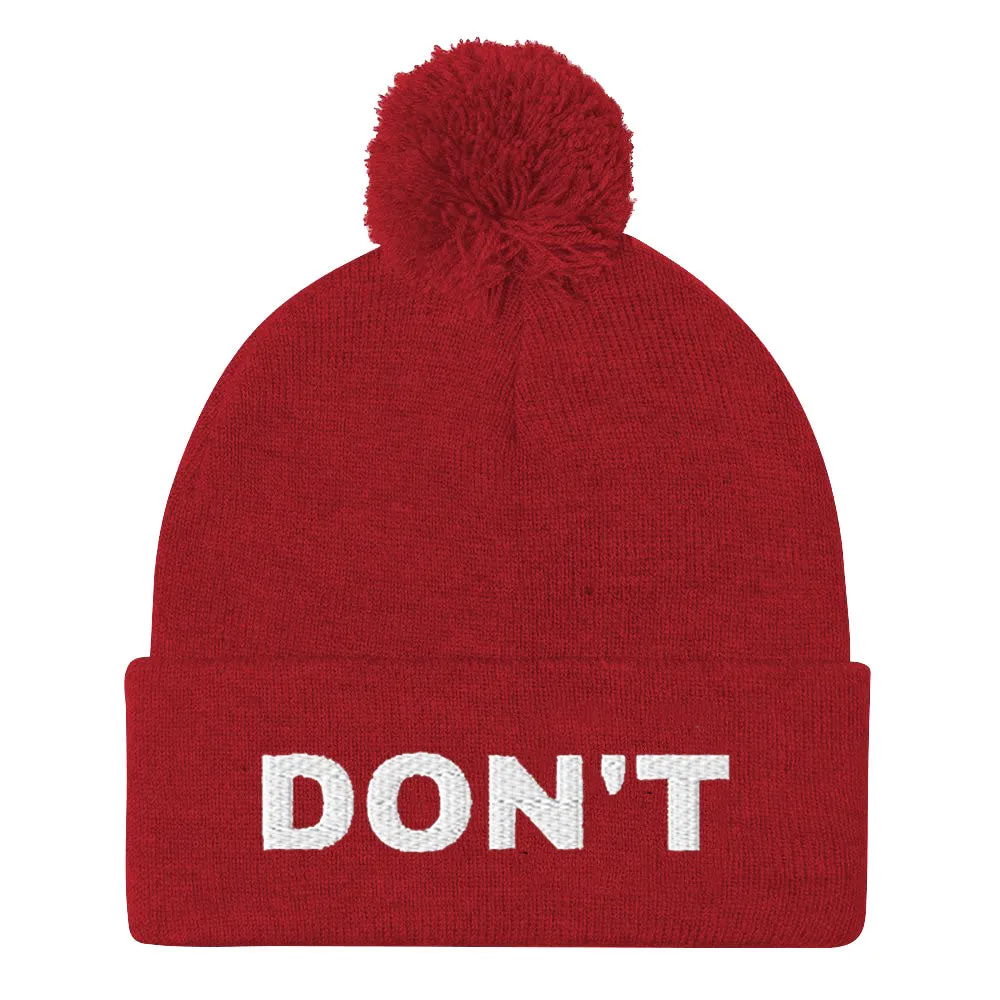 Don't Embroidered Pom Pom Beanie Hat sold by The Spark Company product image thumbnail 2