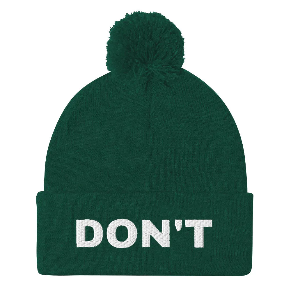 Don't Embroidered Pom Pom Beanie Hat sold by The Spark Company product image thumbnail 4