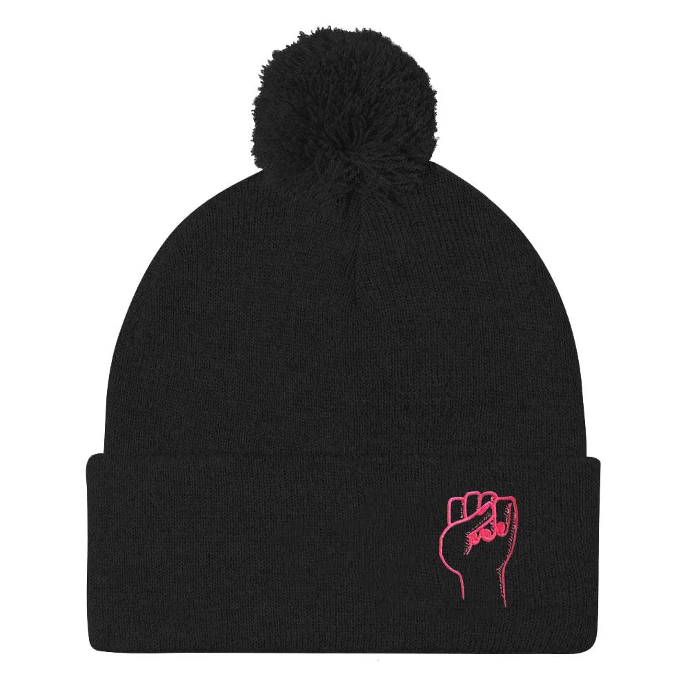 Feminist Fist Embroidered Pom Pom Beanie Hat sold by The Spark Company product image thumbnail 3