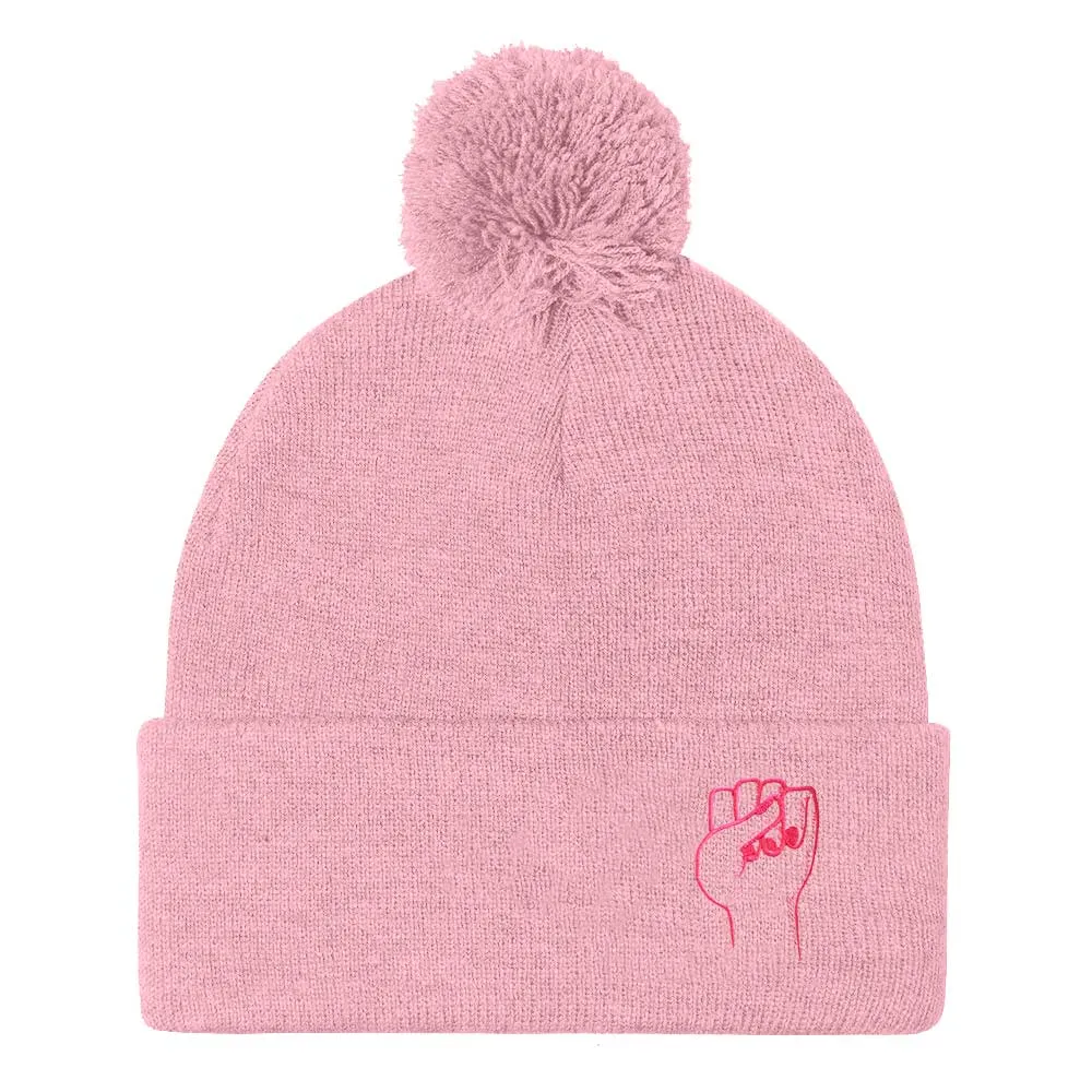 Feminist Fist Embroidered Pom Pom Beanie Hat sold by The Spark Company product image thumbnail 2