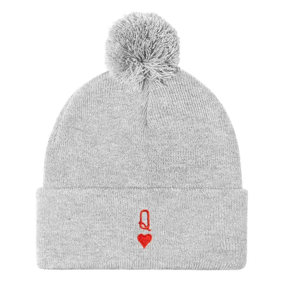 Queen Tiny Embroidery Detail Pom Pom Beanie Hat sold by The Spark Company product image thumbnail 4