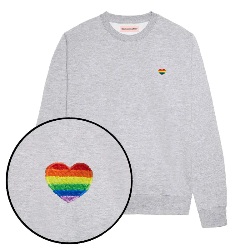 Rainbow Heart Embroidery Detail Sweatshirt sold by The Spark Company