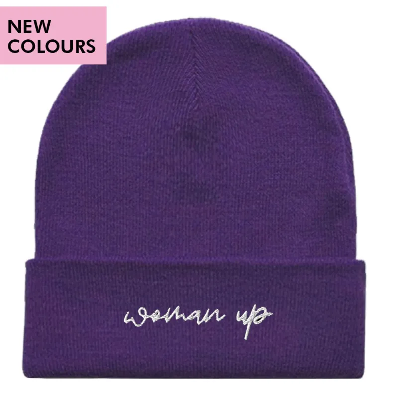 Woman Up Embroidered Beanie Hat sold by The Spark Company