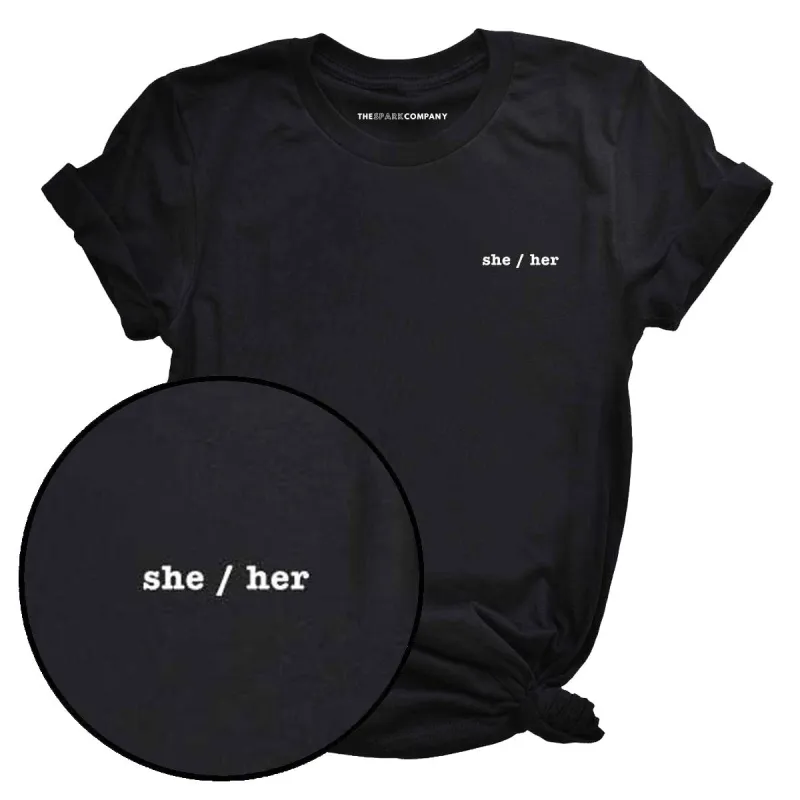 Pronouns Embroidered T-Shirt sold by The Spark Company