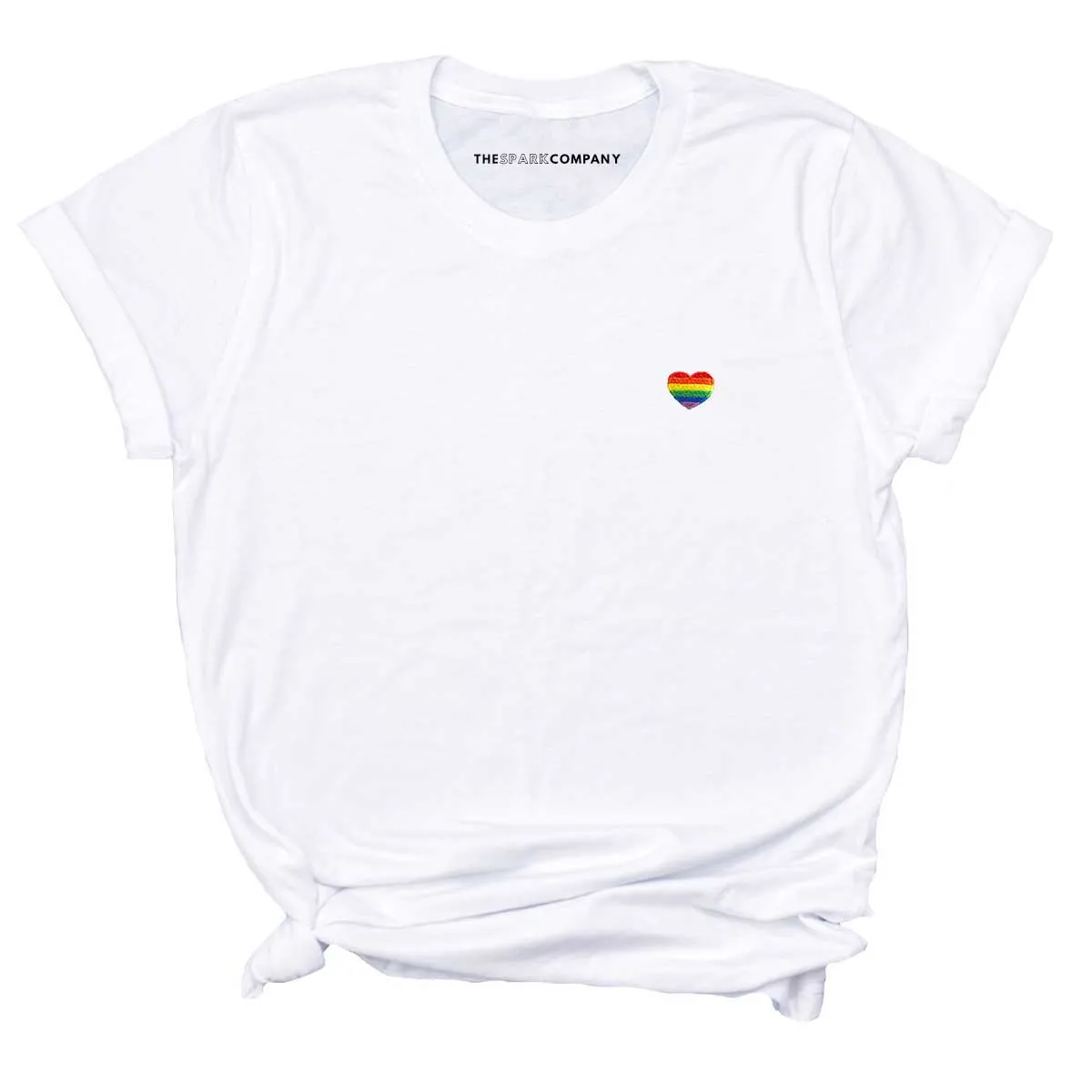 Rainbow Heart Embroidery Detail T-Shirt sold by The Spark Company product image thumbnail 3