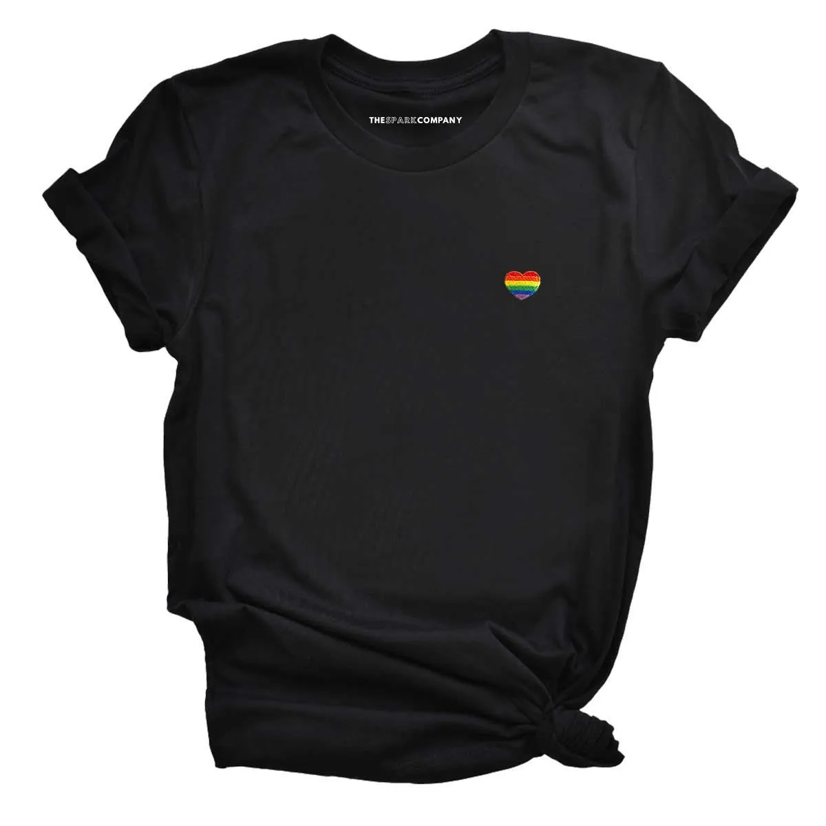 Rainbow Heart Embroidery Detail T-Shirt sold by The Spark Company product image thumbnail 4