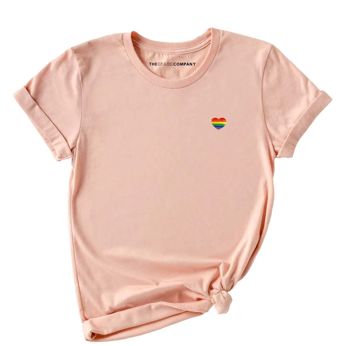 Rainbow Heart Embroidery Detail T-Shirt sold by The Spark Company product image thumbnail 5