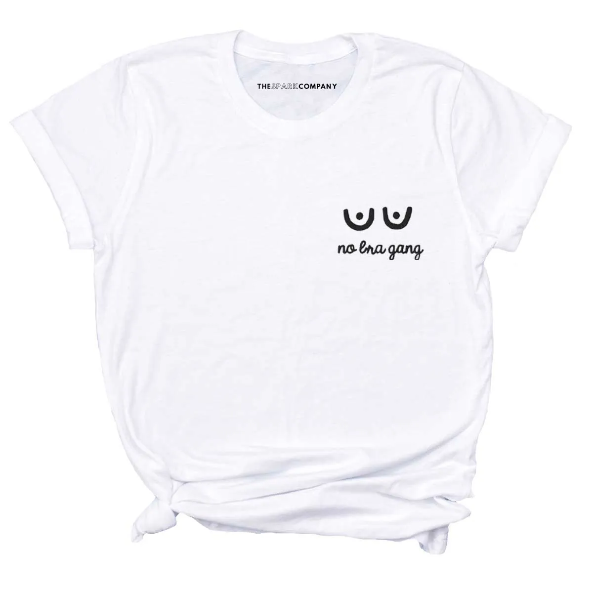 No Bra Gang Embroidered T-Shirt sold by The Spark Company product image thumbnail 3