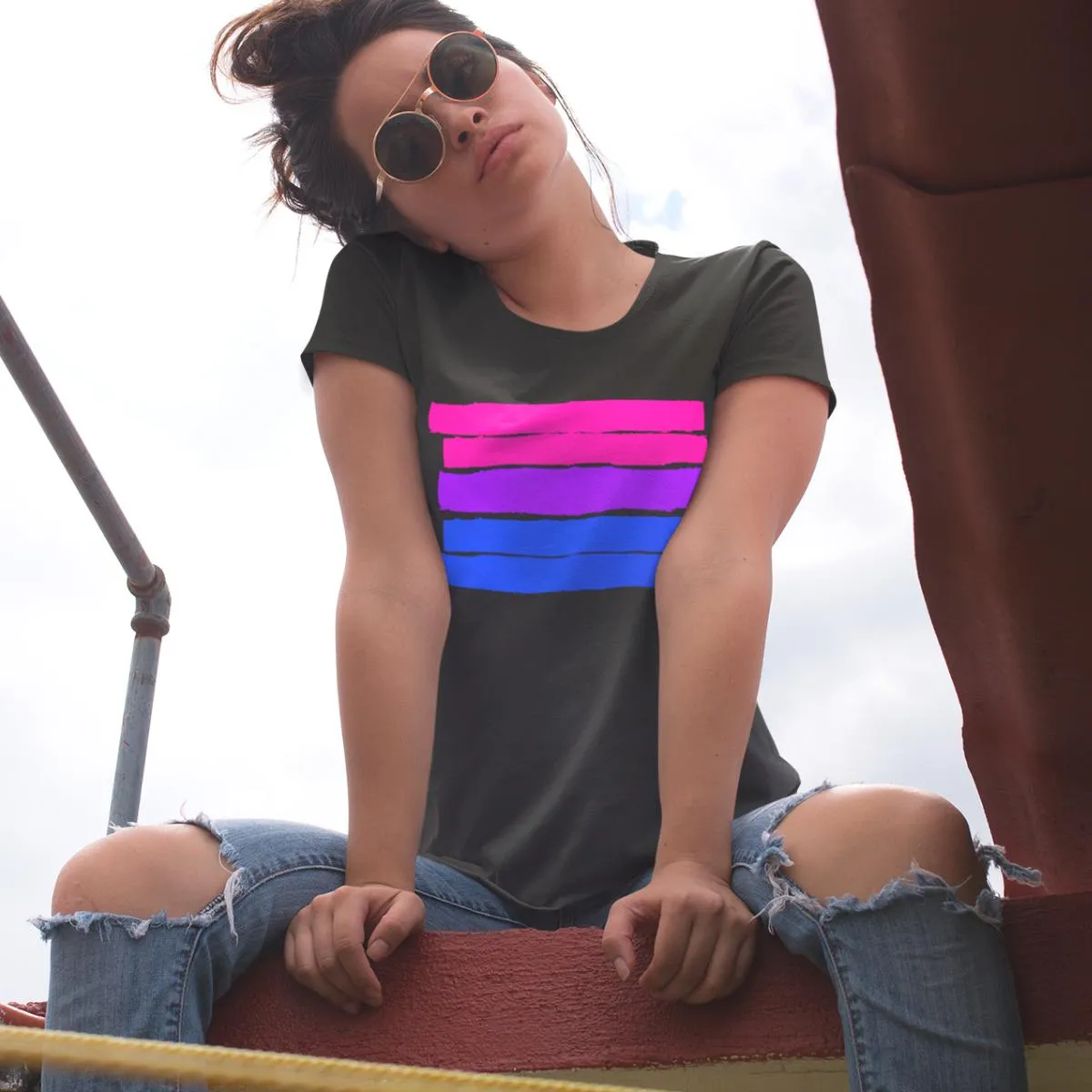 Bisexual Pride Flag T-Shirt sold by The Spark Company product image thumbnail 2