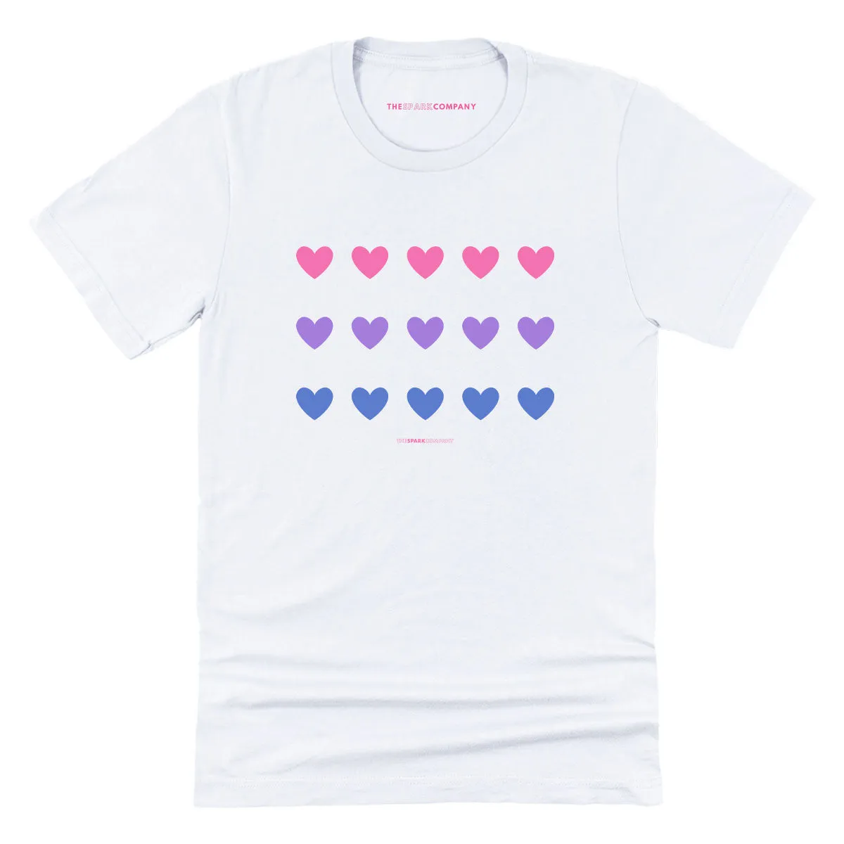 Bisexual Hearts LGBTQ+ Pride T-Shirt sold by The Spark Company product image thumbnail 3