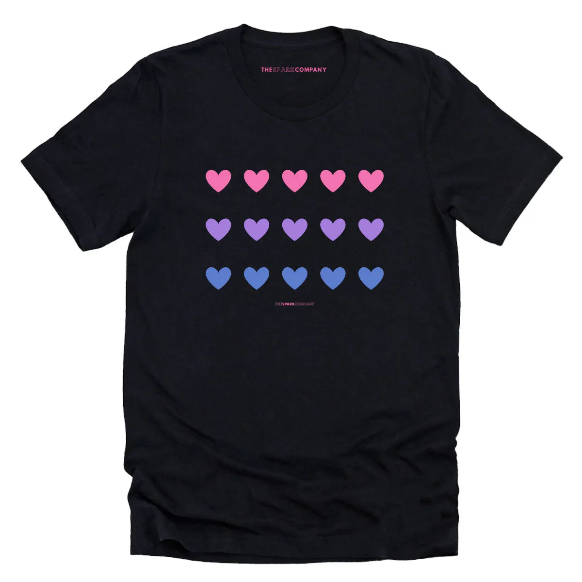 Bisexual Hearts LGBTQ+ Pride T-Shirt sold by The Spark Company