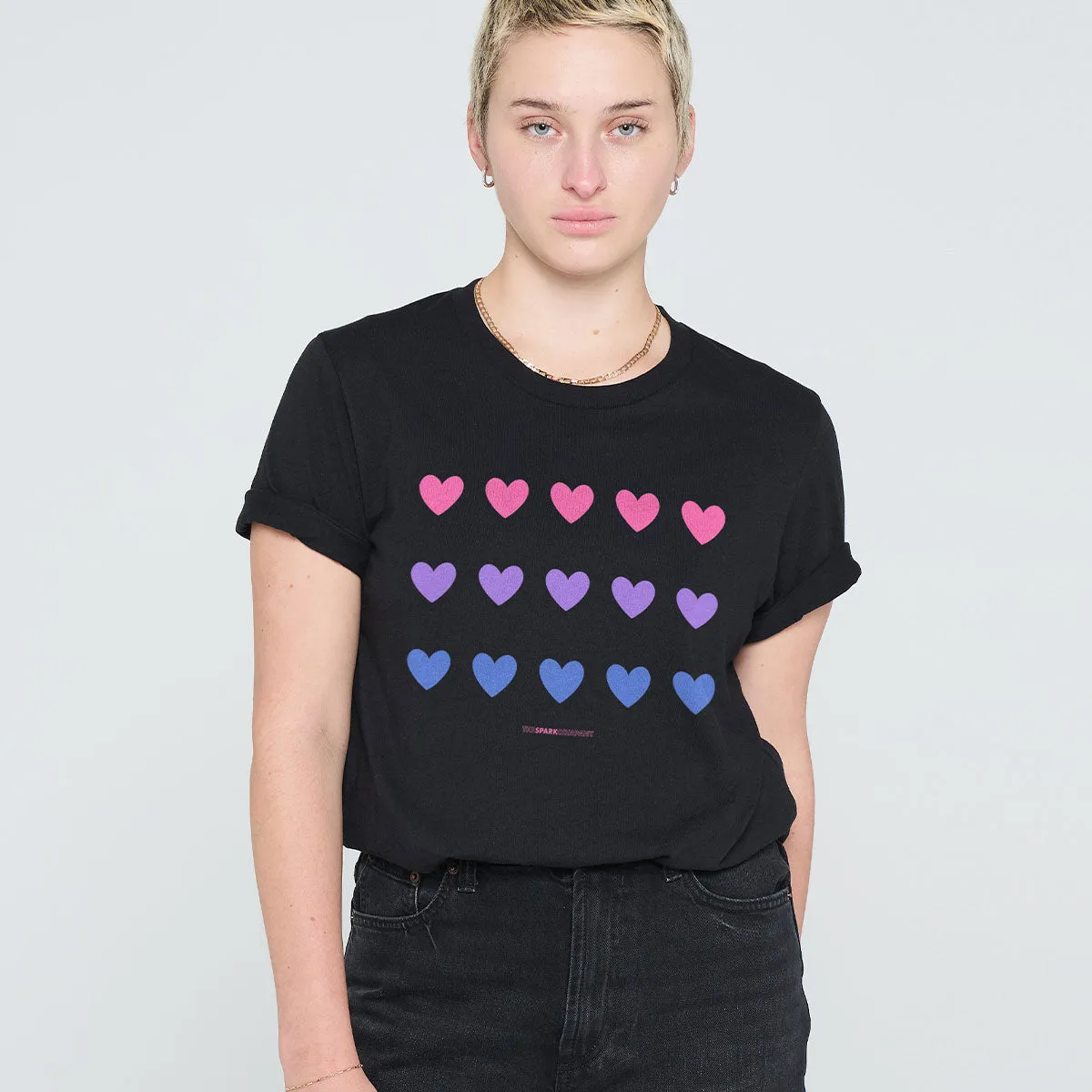 Bisexual Hearts LGBTQ+ Pride T-Shirt sold by The Spark Company product image thumbnail 2