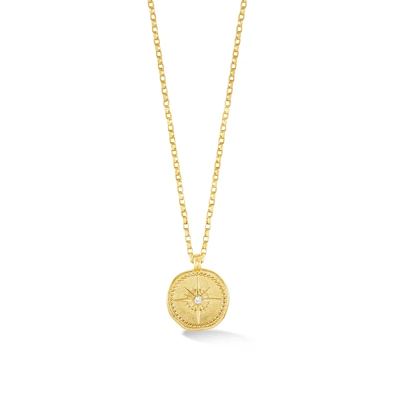 Men's 9k Gold Diamond True North Tiny Talisman Necklace sold by Dower & Hall