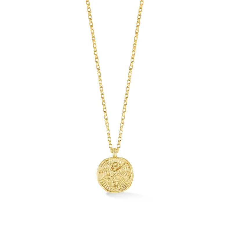 Men's 9k Gold St. Michael Tiny Talisman Necklace sold by Dower & Hall