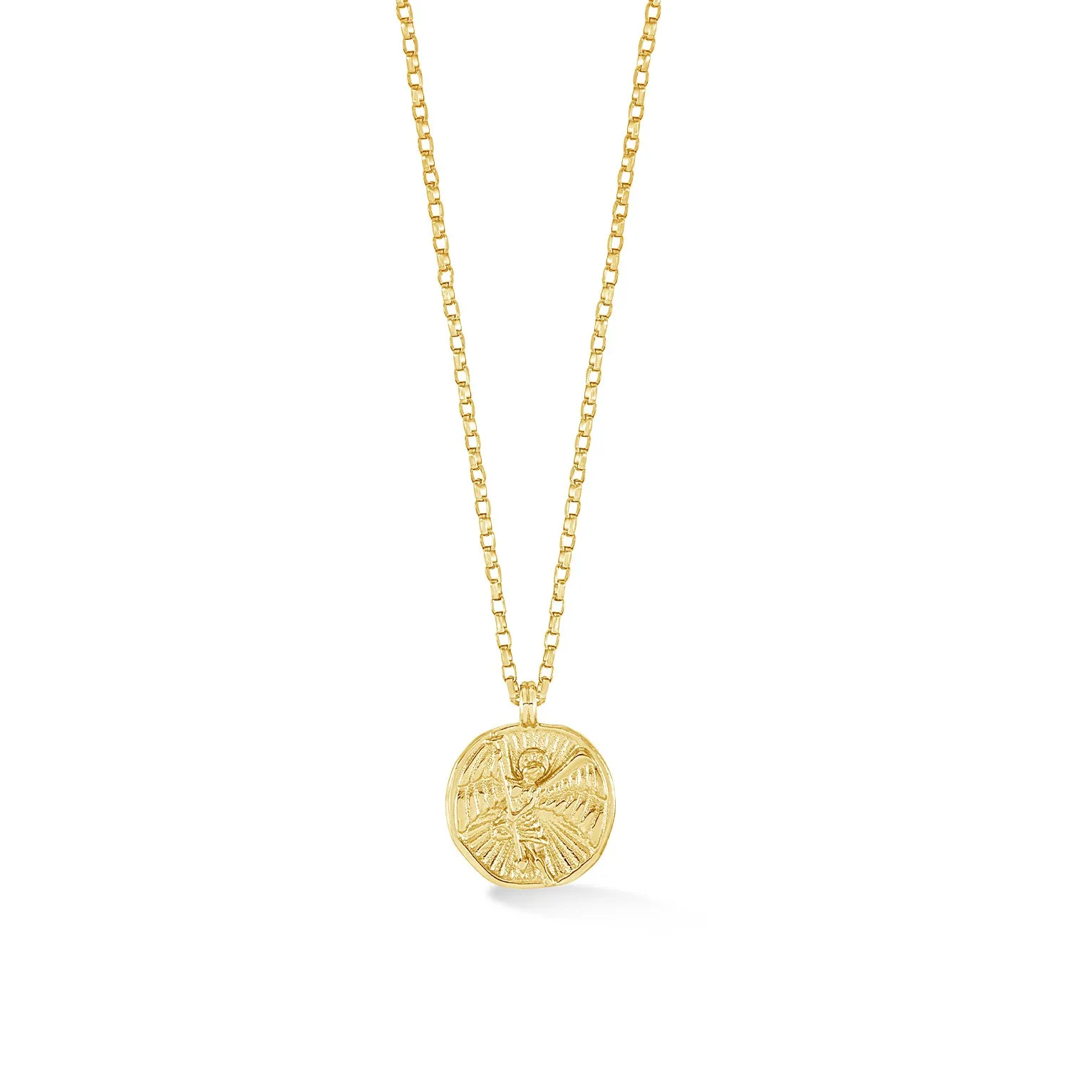 Men's 9k Gold St. Michael Tiny Talisman Necklace sold by Dower & Hall