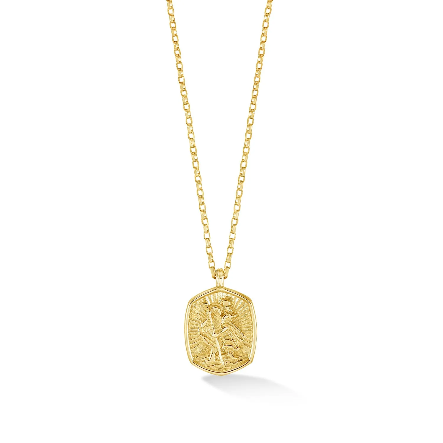 Men's 9k Gold St. Christopher Tiny Talisman Necklace sold by Dower & Hall