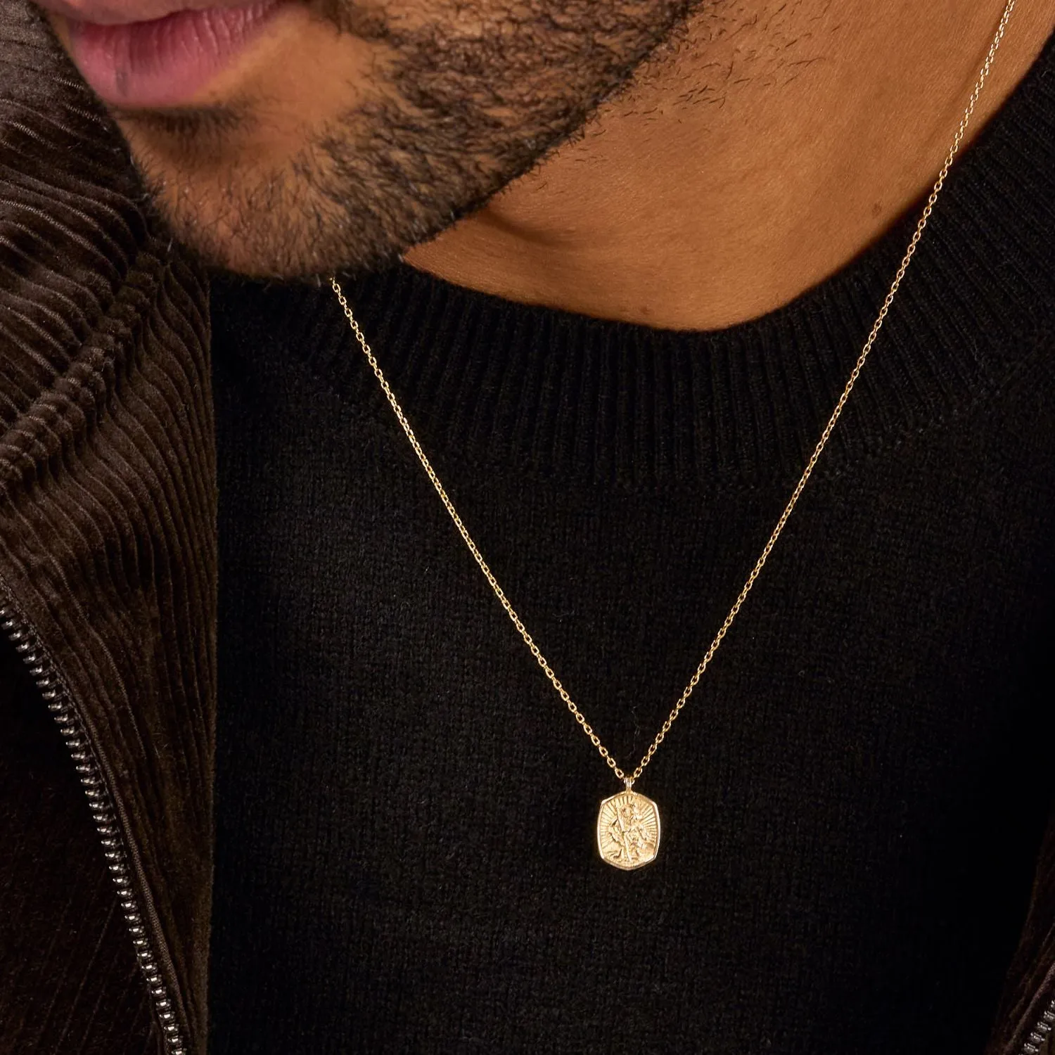 Men's 9k Gold St. Christopher Tiny Talisman Necklace sold by Dower & Hall product image thumbnail 2
