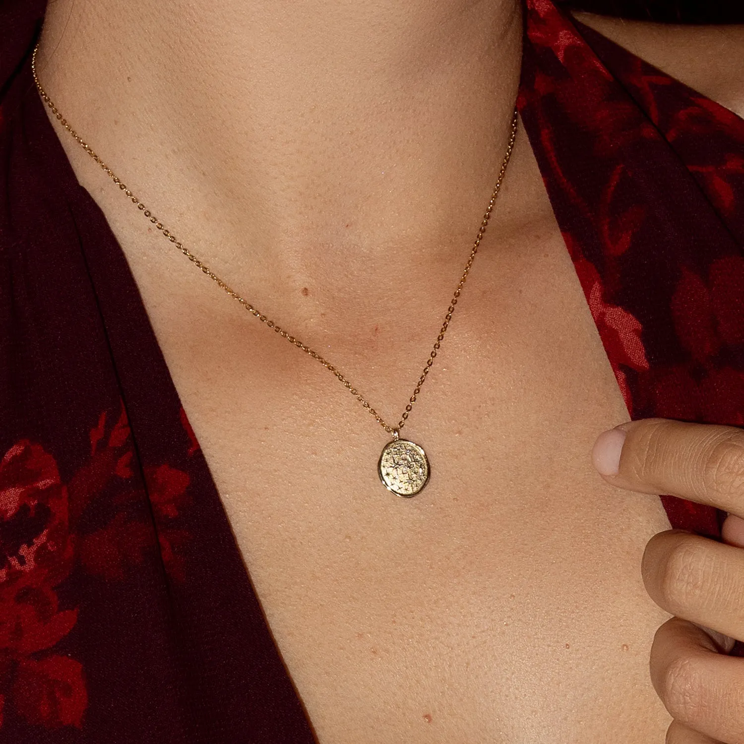 9k Diamond Starry Sky Tiny Talisman Necklace sold by Dower & Hall product image thumbnail 3